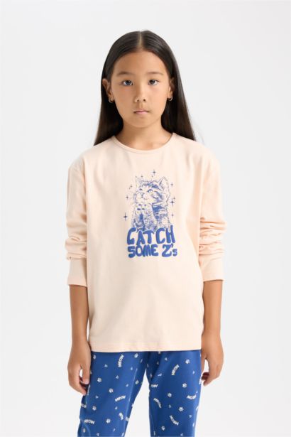 Girl Printed Top Bottom 2 Piece Pajama Set