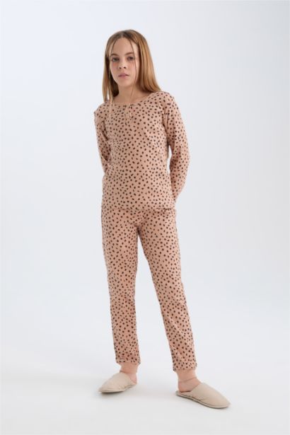 Ensemble Pyjama à motifs Top à col rond et manches longues et Pantalon pour Fille
