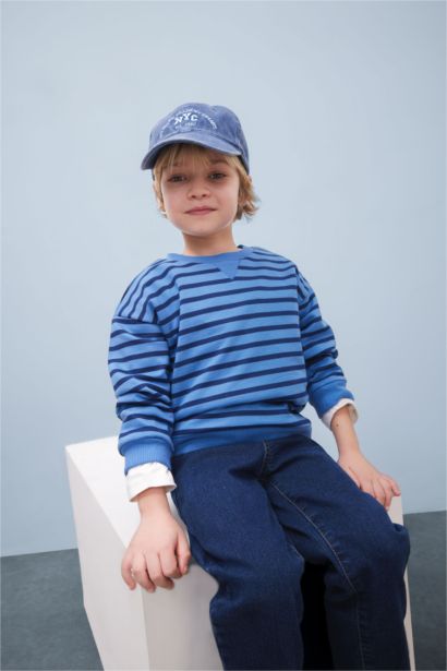 Boy Striped Thin Sweatshirt Fabric 2 Piece Set