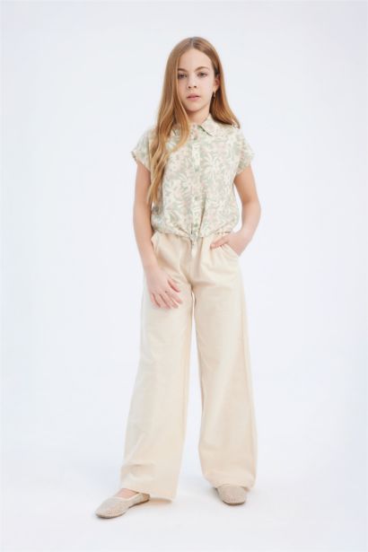 Chemise courte et ample en coton à motifs pour fille