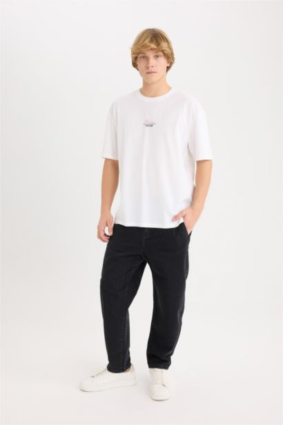 Oversize Fit Crew Neck Printed Short Sleeve T-Shirt