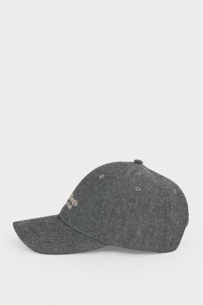 Man Linen Blended Embroidered Hat