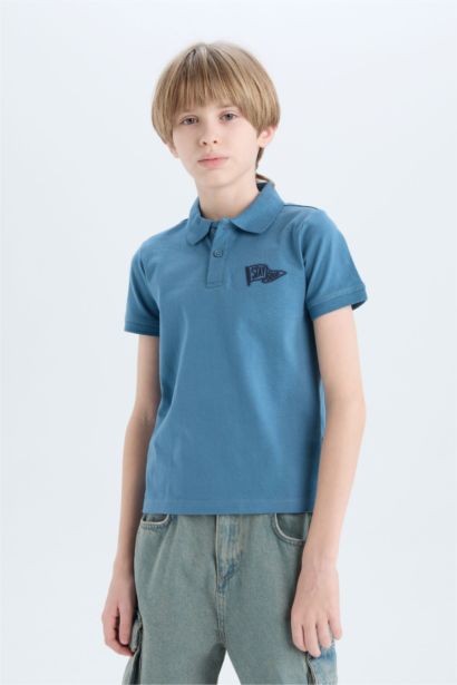 Boy Embroidered Short Sleeve Polo Shirt