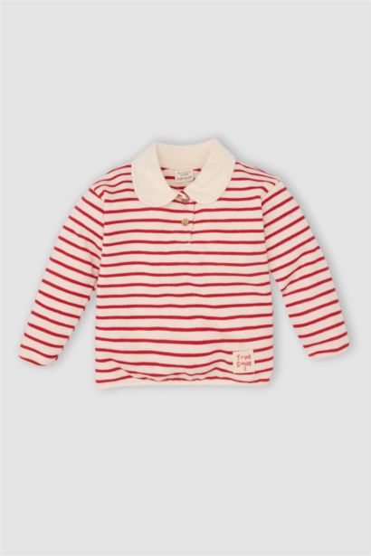 Baby Girl Collar Striped Sweatshirt