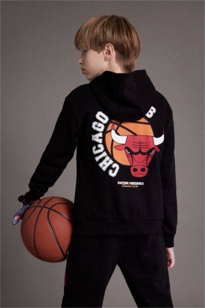 NBA Wordmark Kapüşonlu İçi Yumuşak Tüylü Sweatshirt Erkek Çocuk