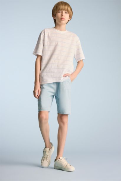 Elastic Band Denim Shorts
