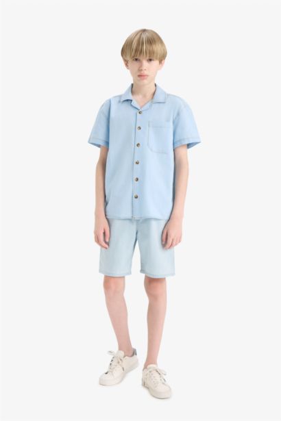 Elastic Band Denim Shorts