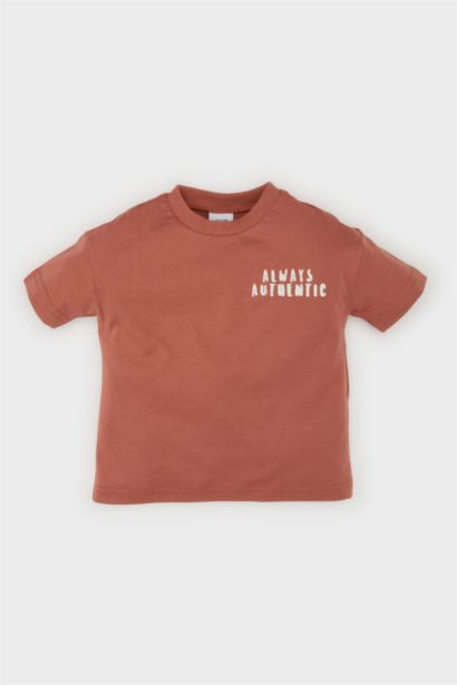 Bisiklet Yaka Baskılı Kısa Kollu Tişört Erkek Bebek