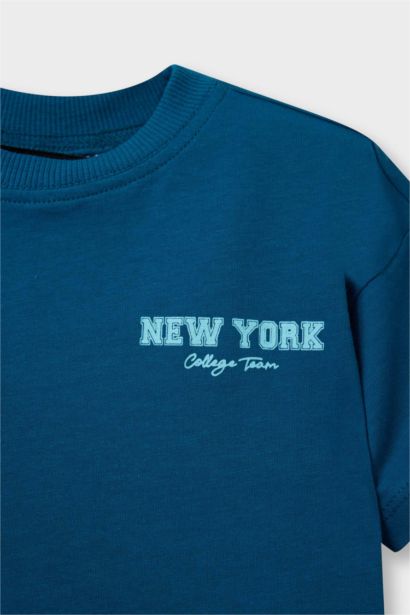 تيشيرت بيبي اولادي نص كم بطبعة شعار قصة عادية