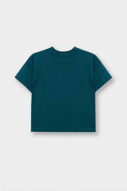 تيشيرت بيبي أولاد نص كم بطبعة شعار قصة عادية