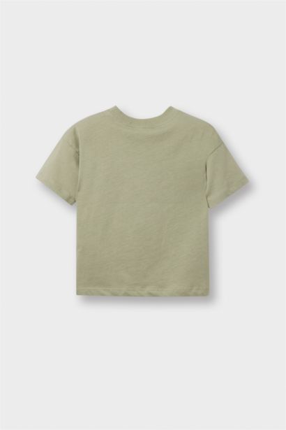 تيشيرت بيبي اولادي نص كم بطبعة شعار قصة عادية