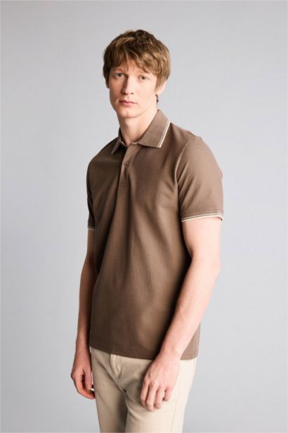 Regular Fıt Polo Yaka Waffle Kısa Kollu Polo Tişört