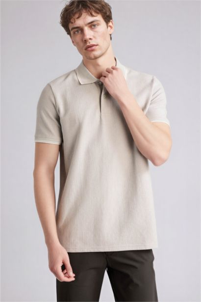 Regular Fıt Polo Yaka Waffle Kısa Kollu Polo Tişört