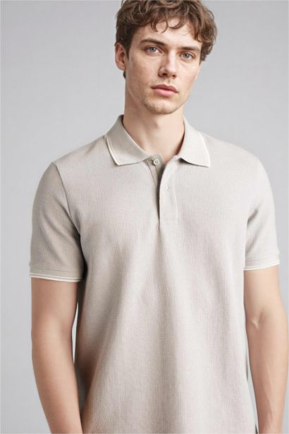 Regular Fıt Polo Yaka Waffle Kısa Kollu Polo Tişört