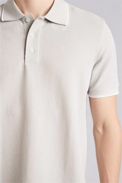 Regular Fıt Polo Yaka Waffle Kısa Kollu Polo Tişört