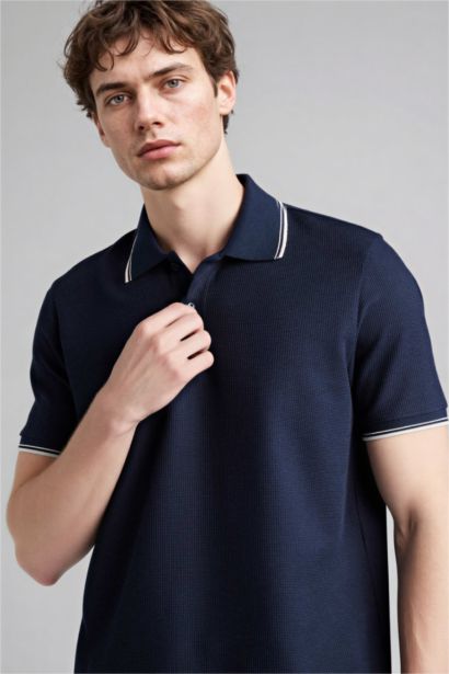 Regular Fıt Polo Yaka Waffle Kısa Kollu Polo Tişört