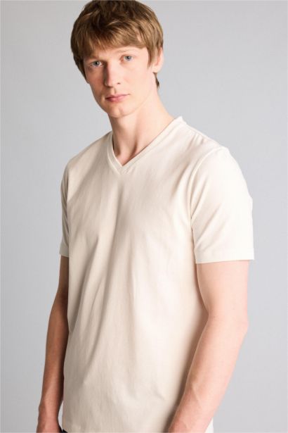 New Regular Fit V-Neck Short Sleeve T-Shirt