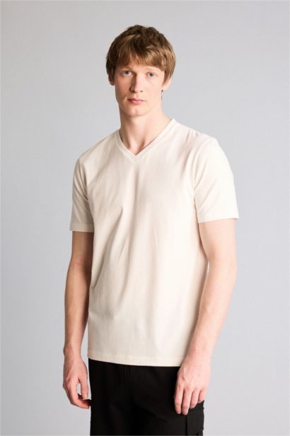 New Regular Fit V-Neck Short Sleeve T-Shirt