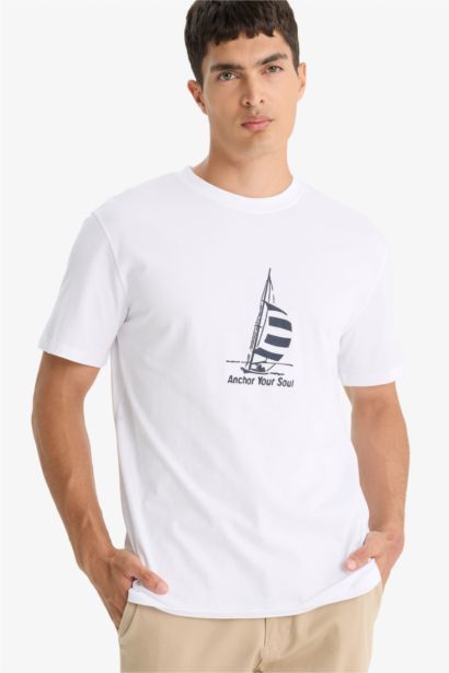 New Regular Fit Crew Neck Printed Short Sleeve T-Shirt