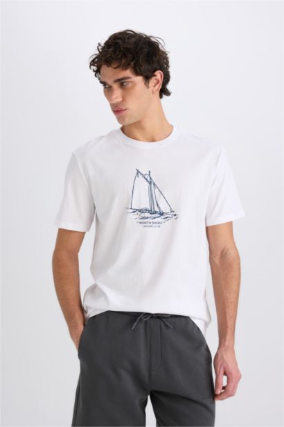 New Regular Fit Crew Neck Printed Short Sleeve T-Shirt