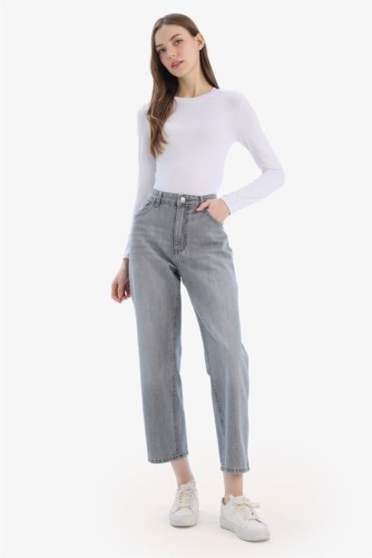 Boyfriend Normal Waist Straight Leg Long Jeans