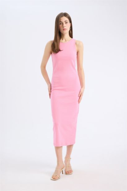 فستان ميدي كت مضلع بوديكون بياخة مدورة