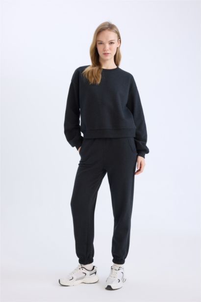 Regular Fit 2'li Takım Sweatshirt Beli Lastikli Jogger Eşofman Altı