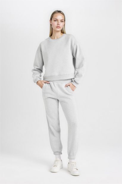 Regular Fit 2'li Takım Sweatshirt Beli Lastikli Jogger Eşofman Altı