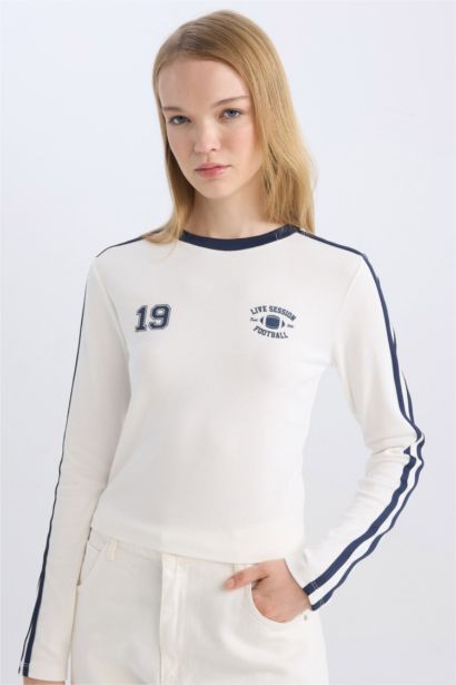 تيشيرت كم طويل مضلع سليم فيت