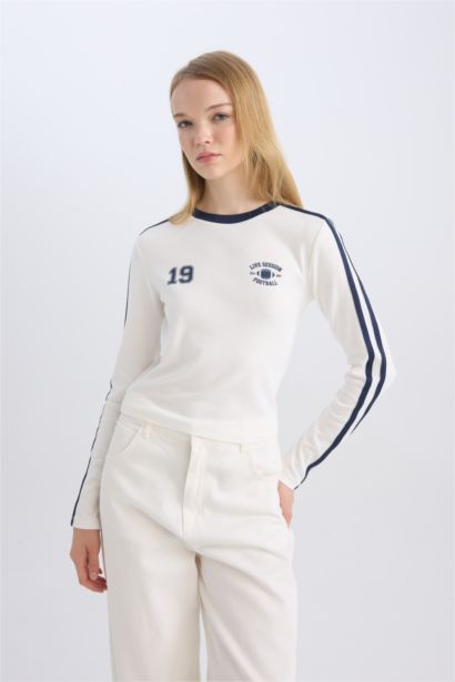 تيشيرت كم طويل مضلع سليم فيت