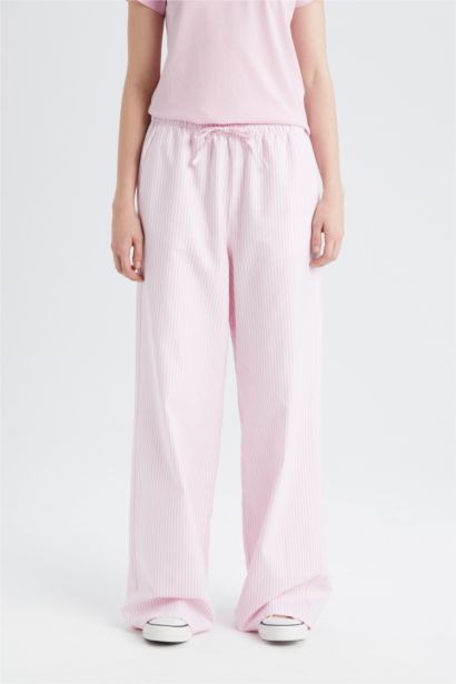 Wide Leg Striped Oxford Trousers