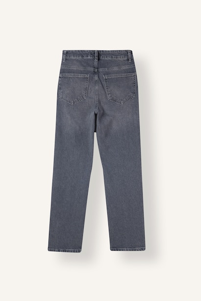Comfort Straıght Yüksek Bel Bilek Boy Jean Yıkamalı Pantolon