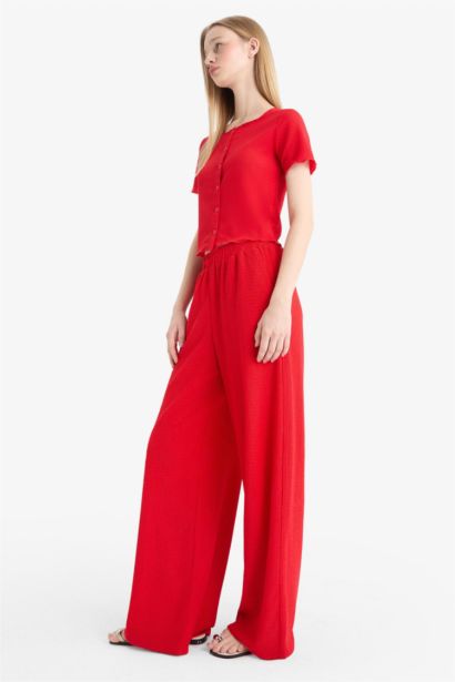Wide Leg Crepe Trousers