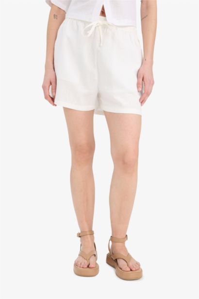 شورت كابري بخصر عادي من مزيج الكتان