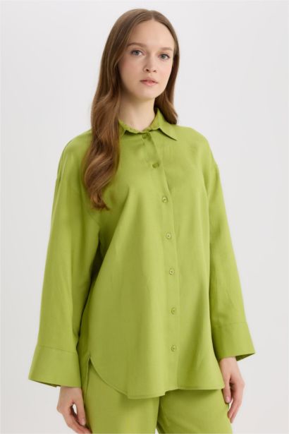 Relax Fit Linen Blend Long Sleeve Tunic