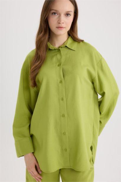 Relax Fit Linen Blend Long Sleeve Tunic