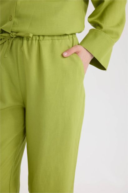 Wide Leg Linen Blend Trousers