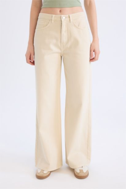 Wide Leg Gabardine Trousers