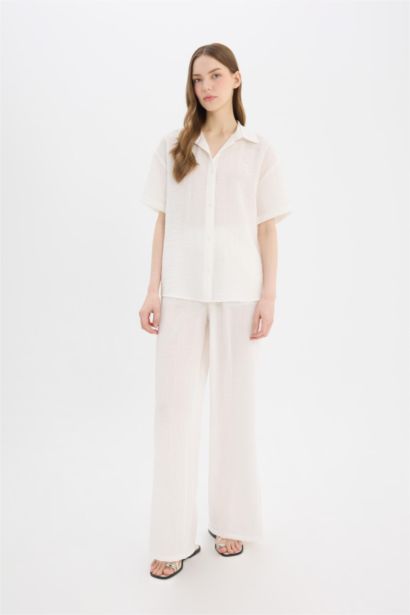 Wide Leg Normal Waist Standard Length Trousers