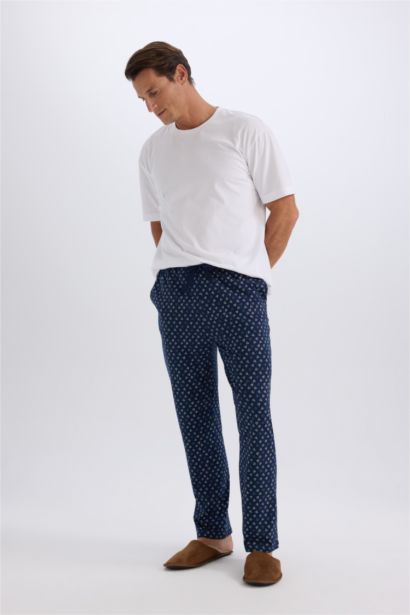 Regular Fit Desenli Beli Bağcıklı Cepli Pijama Altı