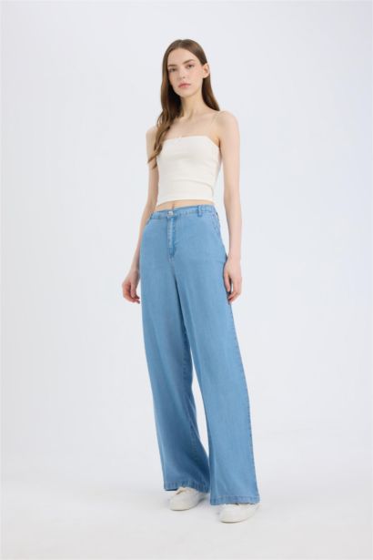 Wide Leg High Waist Long Soft Washed Jeans