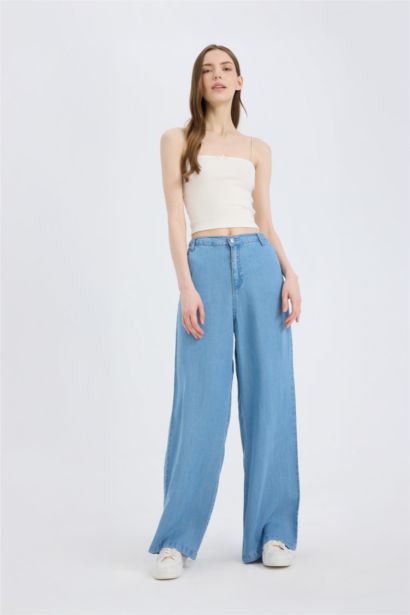 Wide Leg High Waist Long Soft Washed Jeans
