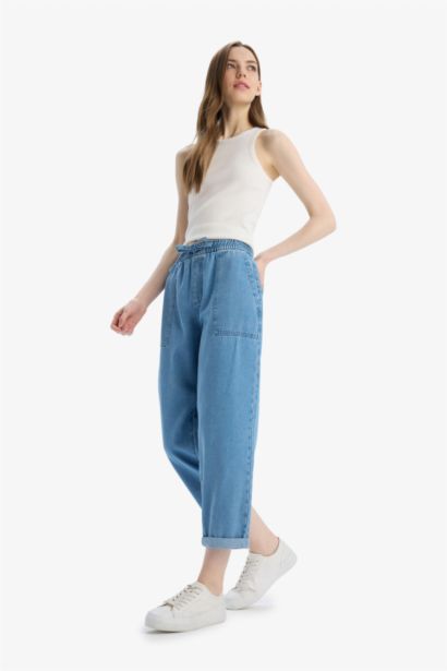 Carrot Fit High Waist Straight Leg Long Soft Jeans