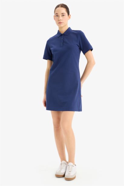 Polo Collar Pique Mini Dress