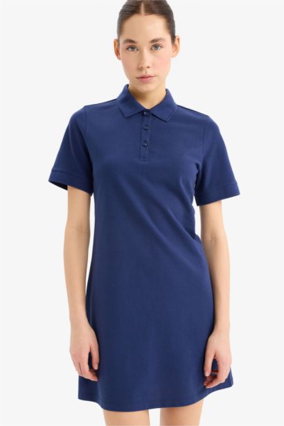 Polo Collar Pique Mini Dress