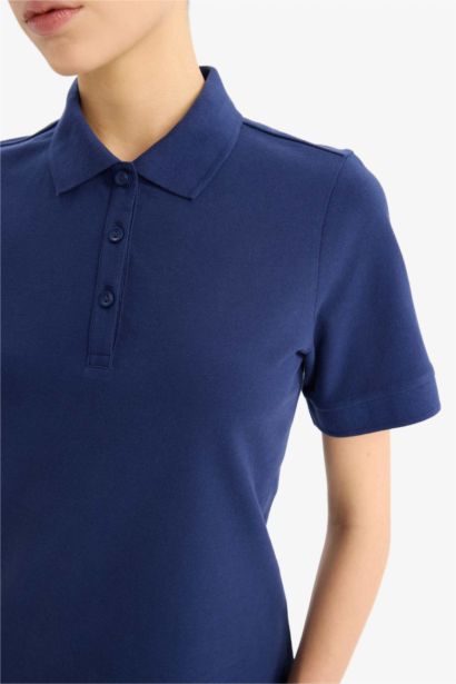 Polo Collar Pique Mini Dress