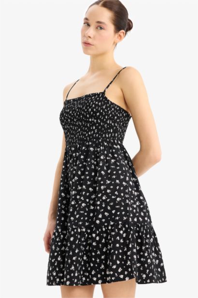 Strappy Flower Mini Dress