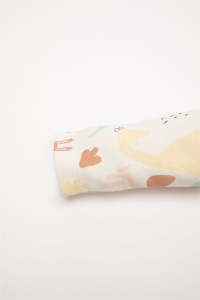 Pijama Takımı Safari Baskılı Uzun Kollu Üst Beli Lastikli Alt Kız Bebek