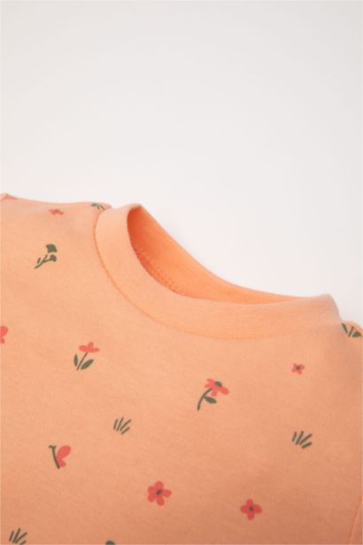 Pijama Takımı Çiçekli Uzun Kollu Üst Uzun Alt Kız Bebek