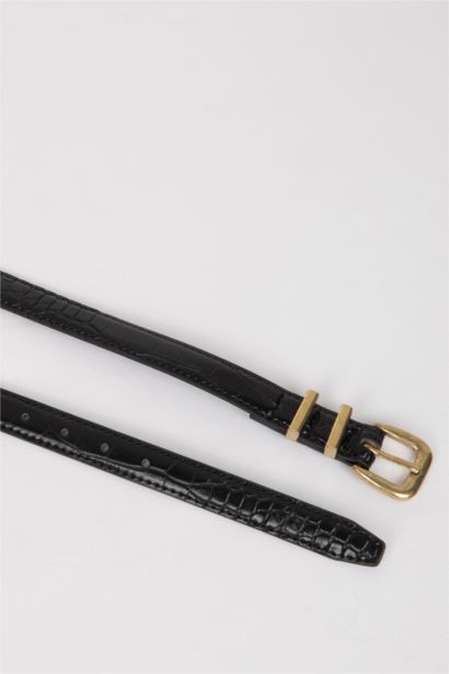 Woman Faux Leather 2 Piece Dress Belt